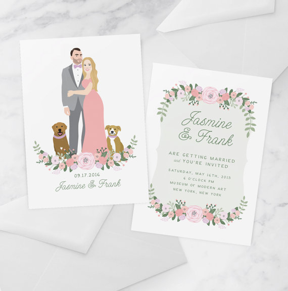 Custom Couple Illustrated Wedding Invitation | Friday Favorite from The Newport Bride