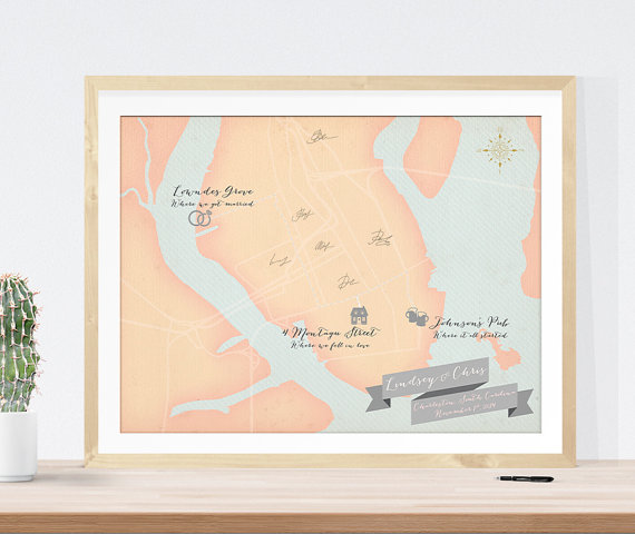 Personalized Wedding Map | Friday Favorite by The Newport Bride