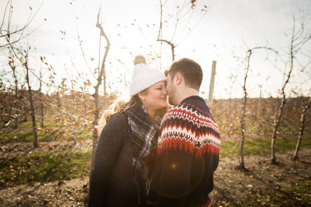 Dan and Joanna's Christmas Tree Farm Engagement Pictures on The Newport Bride