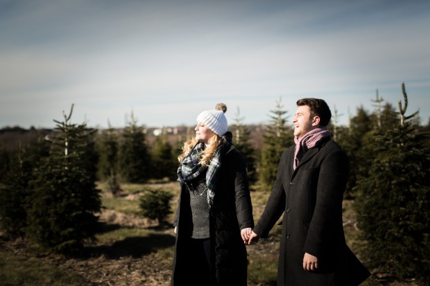 Dan and Joanna's Christmas Tree Farm Engagement Pictures