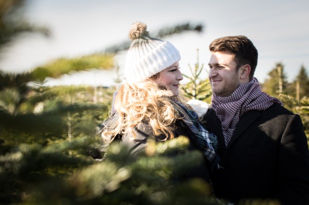 Dan and Joanna's Christmas Tree Farm Engagement Pictures