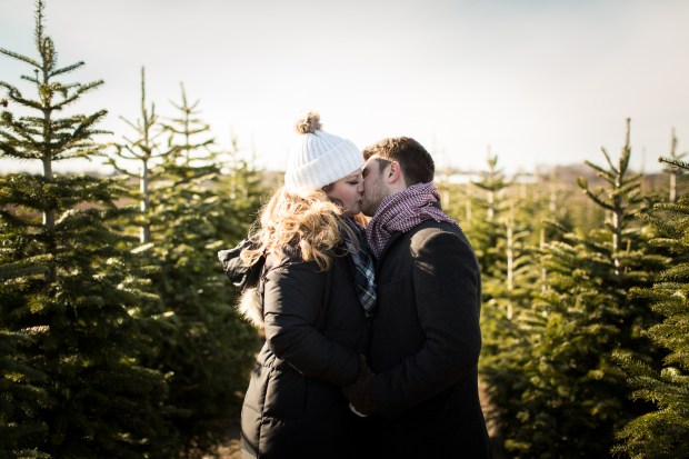 Dan and Joanna's Christmas Tree Farm Engagement Pictures