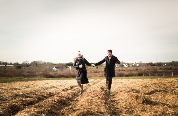 Dan and Joanna's Christmas Tree Farm Engagement Pictures on The Newport Bride
