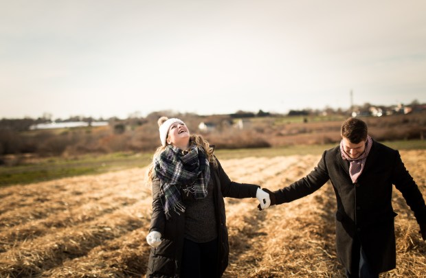 Dan and Joanna's Christmas Tree Farm Engagement Pictures on The Newport Bride