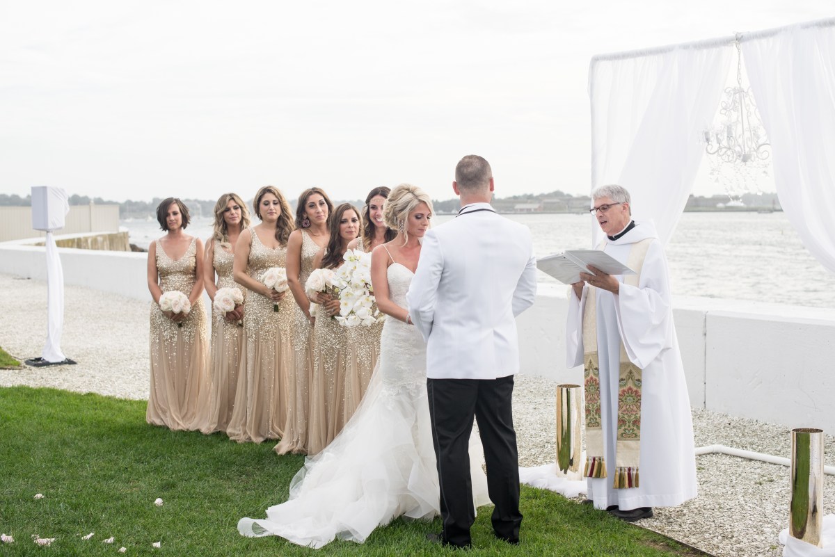 Kristin and Derek's Elegant Glittering Gold and Crisp White Belle Mer Wedding on The Newport Bride a Rhode Island Wedding Blog