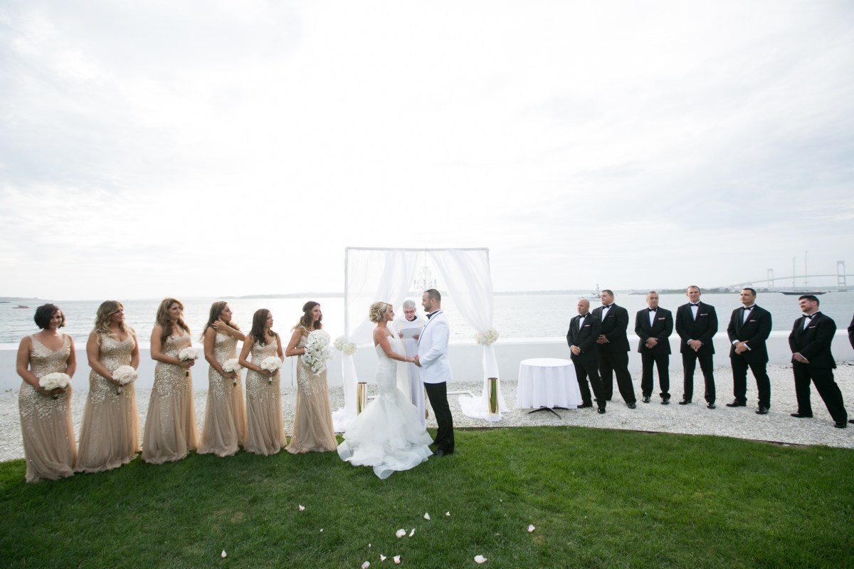 Kristin and Derek's Elegant Glittering Gold and Crisp White Belle Mer Wedding on The Newport Bride a Rhode Island Wedding Blog
