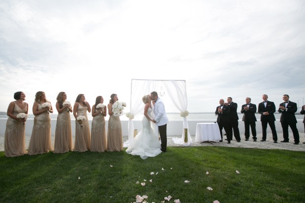 Kristin and Derek's Elegant Glittering Gold and Crisp White Belle Mer Wedding on The Newport Bride a Rhode Island Wedding Blog