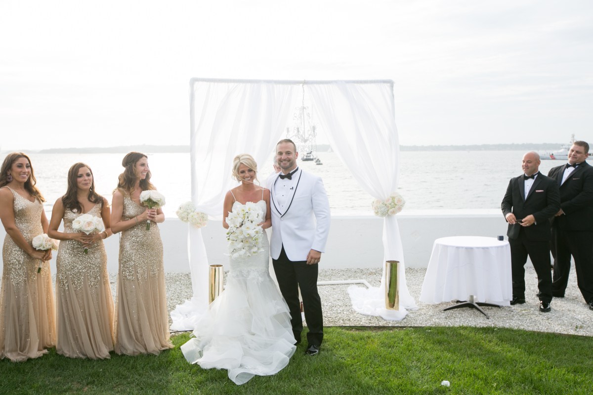 Kristin and Derek's Elegant Glittering Gold and Crisp White Belle Mer Wedding on The Newport Bride a Rhode Island Wedding Blog