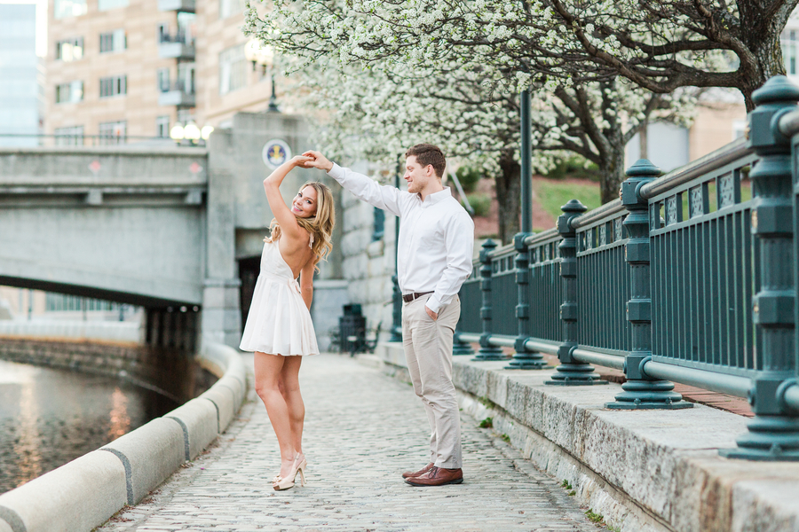 Patriot's Cheerleader and her Engineer Husband's Providence Engagement Shoot on The Newport Bride