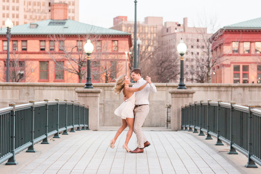 Patriot's Cheerleader and her Engineer Husband's Providence Engagement Shoot on The Newport Bride