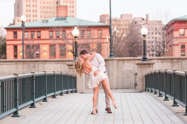 Patriot's Cheerleader and her Engineer Husband's Providence Engagement Shoot on The Newport Bride