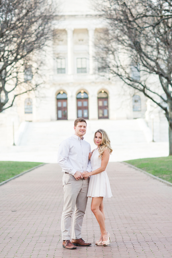 Patriot's Cheerleader and her Engineer Husband's Providence Engagement Shoot on The Newport Bride