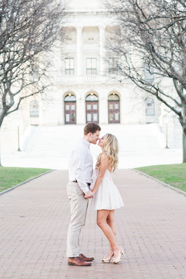 Patriot's Cheerleader and her Engineer Husband's Providence Engagement Shoot on The Newport Bride