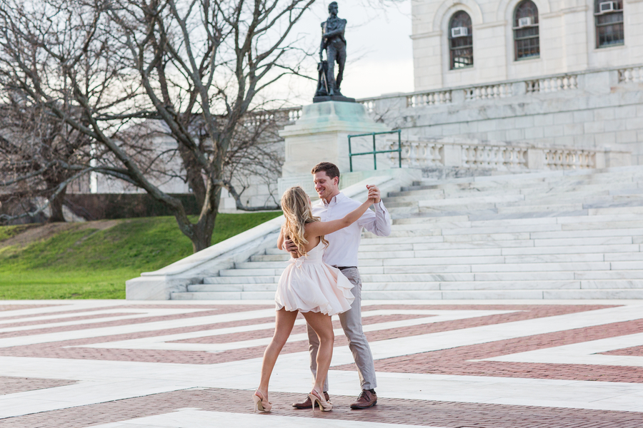 Patriot's Cheerleader and her Engineer Husband's Providence Engagement Shoot on The Newport Bride