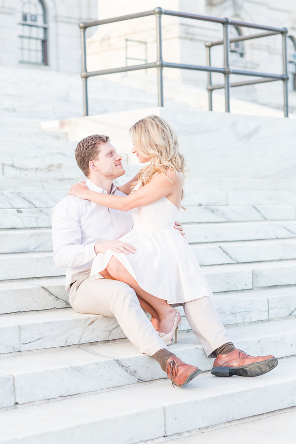 Patriot's Cheerleader and her Engineer Husband's Providence Engagement Shoot on The Newport Bride