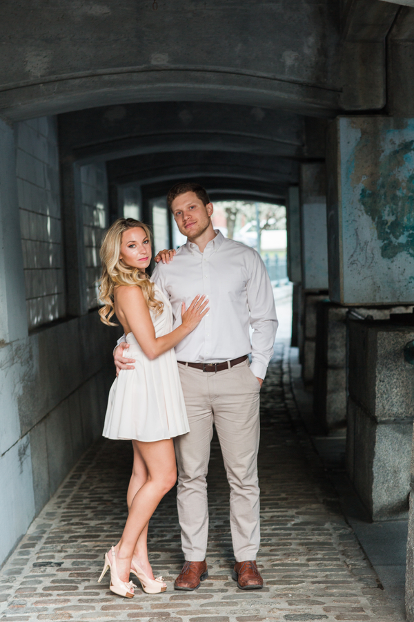 Patriot's Cheerleader and her Engineer Husband's Providence Engagement Shoot on The Newport Bride