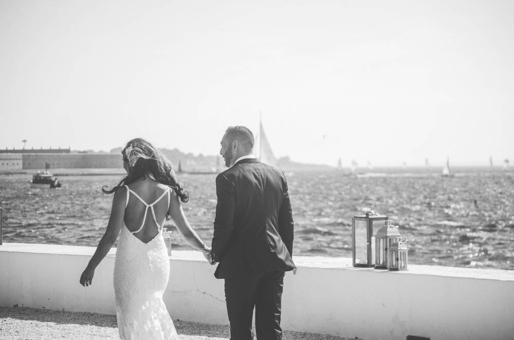 Julia and Peter's Modern Silver and Blush Belle Mer Wedding