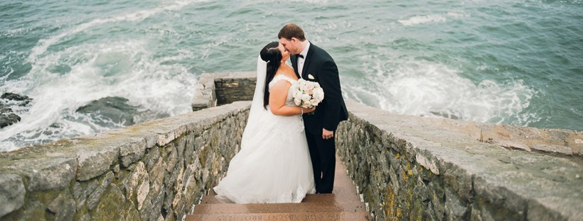 Danielle and Dan's Gold and Cranberry Atlantic Resort Wedding