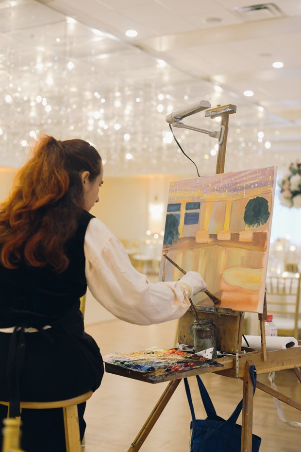 Danielle and Dan's Gold and Cranberry Atlantic Resort Wedding